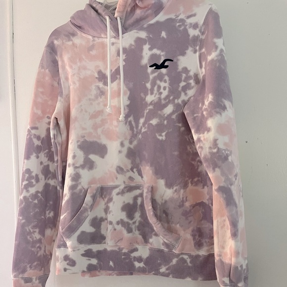 Hollister Pink and Purple Tie Dye Hooded Sweatshirt Size Médium - Picture 5 of 7